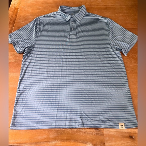 Rorie Whelan Men’s Blue Striped Polo Shirt Large - Picture 1 of 6